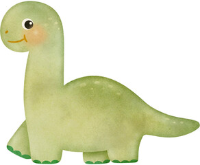 Lovely Dinosaurs Character Watercolor illustration