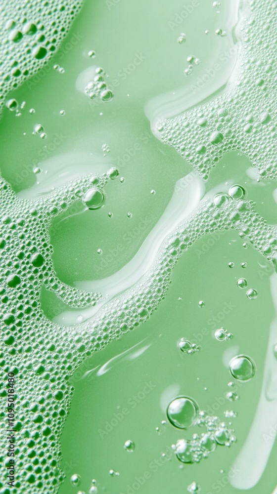 Aufkleber effervescent green liquid with swirling foam and tiny bubbles creates a mesmerizing abstract pattern