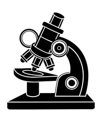 Microscope silhouette black logo vector illustration