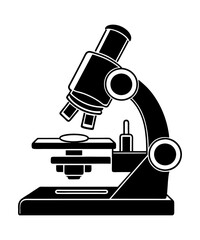 Microscope silhouette black logo vector illustration