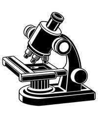 Microscope silhouette black logo vector illustration