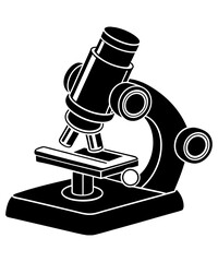 Microscope silhouette black logo vector illustration