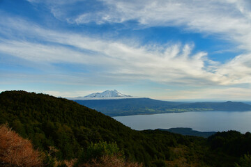 osorno vulcano view from refugio teskie road sunset vacation travel