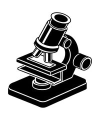 Microscope silhouette black logo vector illustration