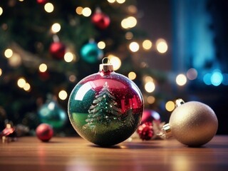 Obraz premium Glowing Christmas Tree Surrounded by Sparkling Lights