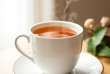 Close up of a steaming cup of tea Relaxing and comforting ;;