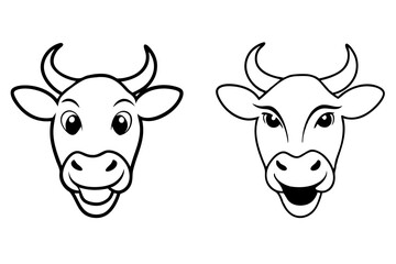 Cow head vector line art.