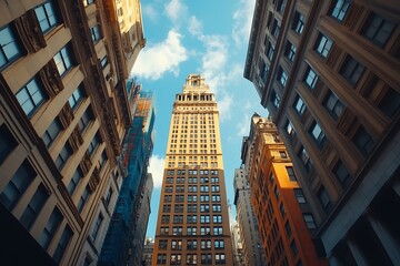 Anonymous Man in Gray Suit, City Shadows, Brownstone & Skyscrapers