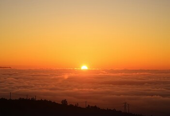 Obraz premium Golden Hour Glow Soft warm light spreads across the horizon as t