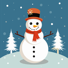 Unique snowman: Vector illustration that will decorate any winter creativity.
