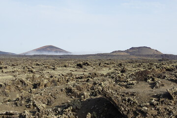 Fog, mist, morning trekking, volcanoes, lanzarote, volcanic island, canary islands, mountain,...