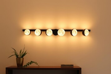 Lunar Cycle A wall lamp with a series of lights that can represe