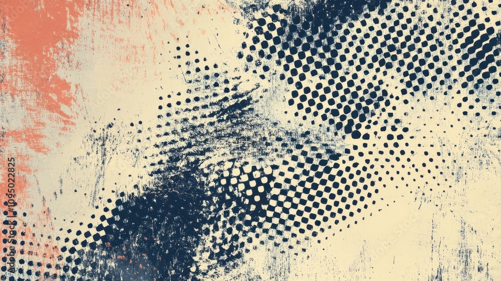 Poster abstract graphic design with textured patterns in muted colors.
