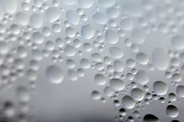 Water Condensation Small Bubbles Moisture on a Glass Window Close up