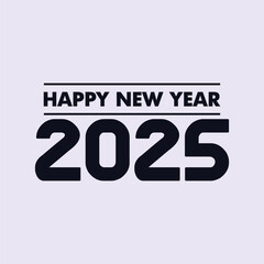 Happy new year 2025 banner black and white background vector 2025 happy new year