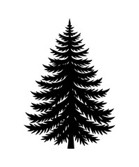 Fototapeta premium Pine Tree silhouette. Black silhouette of sine tree on white background. illustration Vector