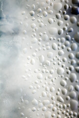 Water Condensation Small Bubbles Moisture on a Glass Window Close up