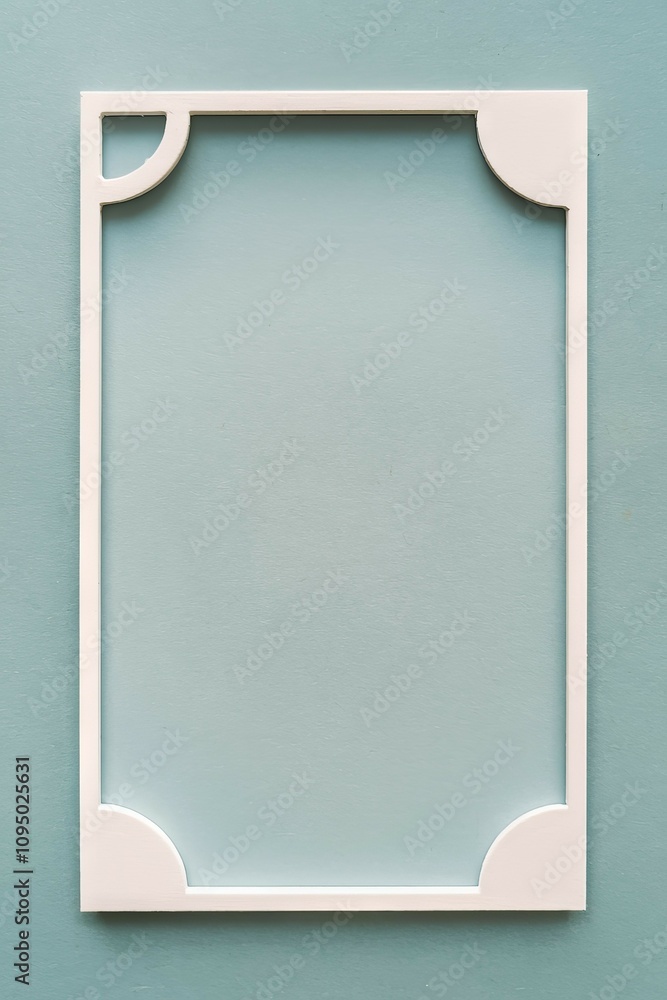 Poster white frame on blue. elegant white border; simple, minimalist design. perfect for adding a touch of 