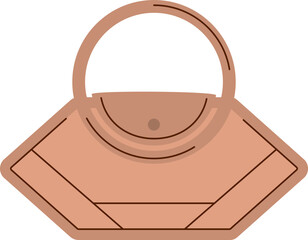 Fashionable small bag beige unusual pentagonal shape with round handle