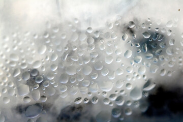 Water Condensation Small Bubbles Moisture on a Glass Window Close up