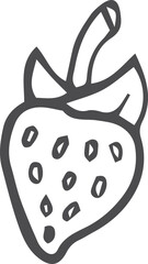 Strawberry doodle. Summer berry drawing. Natural sweet
