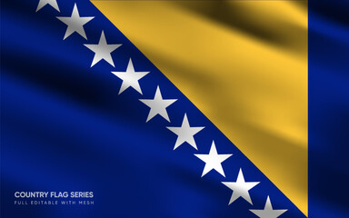 Realistic vector illustration of the Bosnia-Herzegovina flag, EPS10