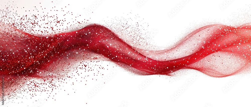 Poster an abstract red glitter wave illustration that is extremely close up and has a large content area fo