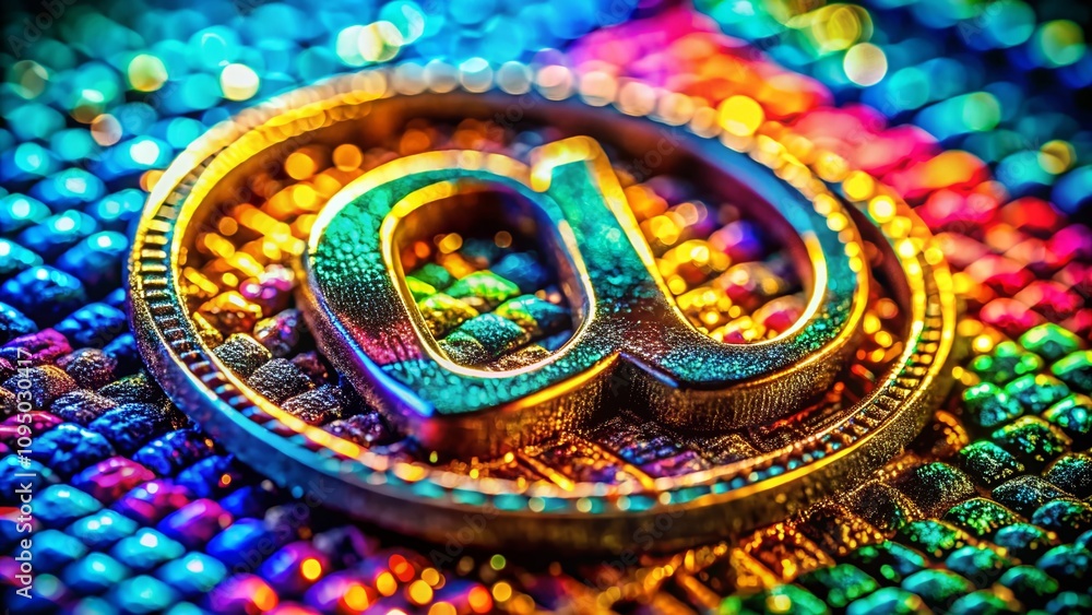Poster macro photography of an artistic mail symbol with intricate details and textures highlighting commun