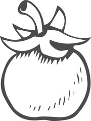 Tomato doodle. Ripe vegetable drawing. Cooking food