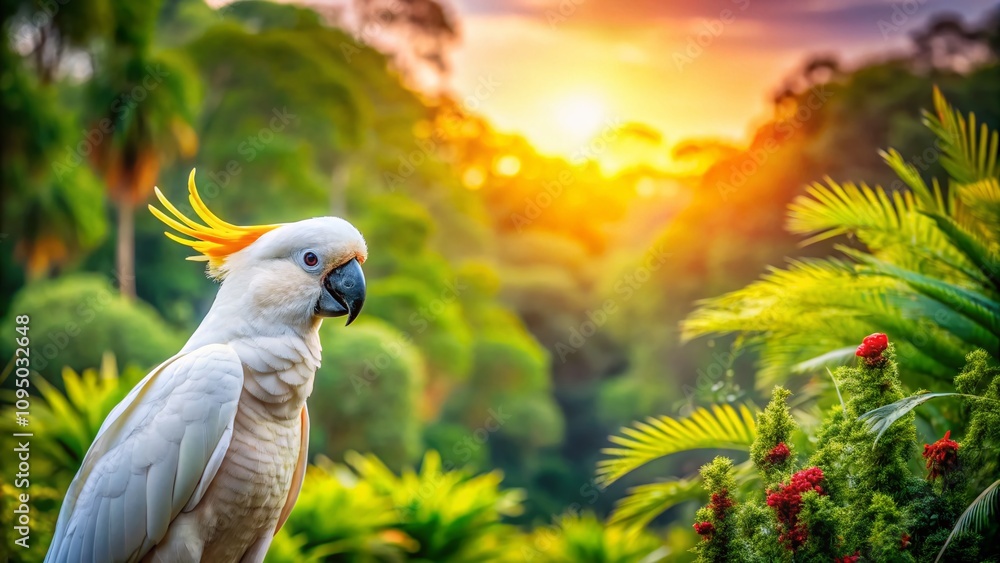 Aufkleber majestic australian bird perched on a branch with lush green background and ample copy space for tex