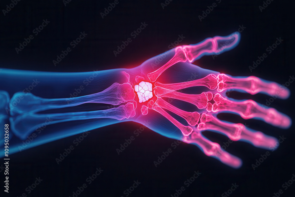 Poster artificial intelligence in medical detection. visualizing wrist anatomy with advanced x ray diagnost