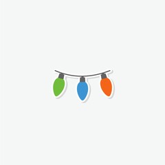 Christmas lights bulbs icon sticker isolated on gray background