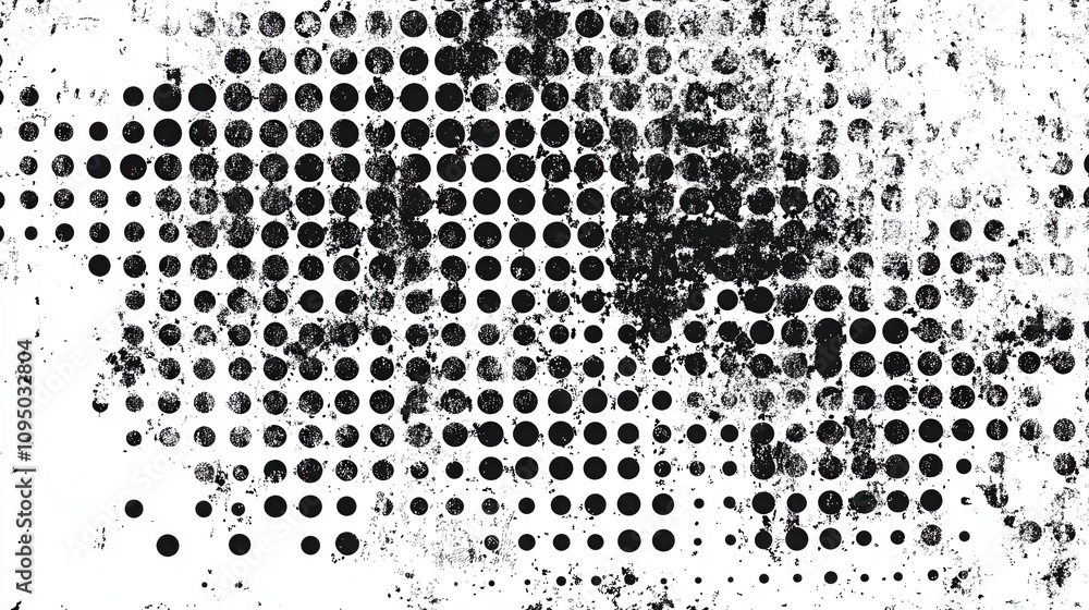 Aufkleber abstract black and white dotted pattern with varying sizes and textures.