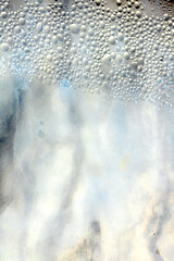 Water Condensation Small Bubbles Moisture on a Glass Window Close up