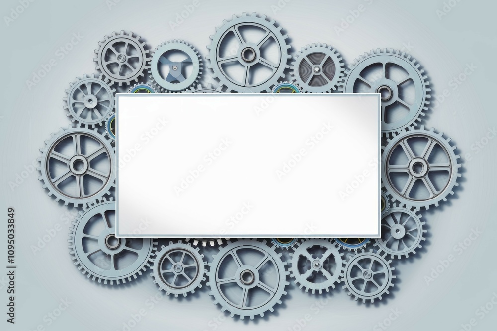 Poster cogwheels mechanism background. interlocking gears; teamwork concept. blank sign ideal for message. 