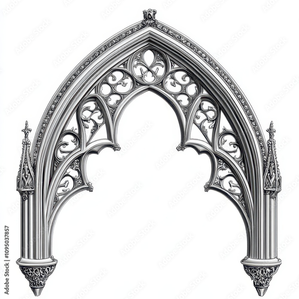 Aufkleber ornate gothic arch design featuring intricate patterns and pointed structures.