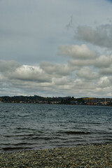 Puerto varas cloudy day lake view Winter