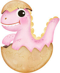 Lovely Dinosaurs Character Watercolor illustration