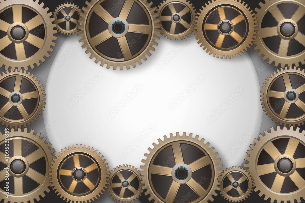 Aufkleber cogwheel teamwork mechanism. interlocking gears symbolize collaboration, precision, and complex syst