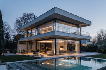 A modern house with a pool in the backyard, perfect for summer days and relaxation