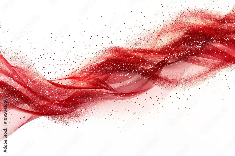 Poster an abstract red glitter wave illustration that is extremely close up and has a large content area fo