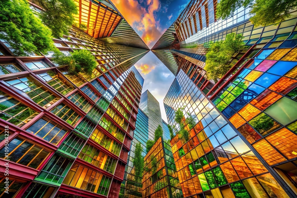 Poster metaphoric architectural photography capturing the intersection of nature and urban design in a harm