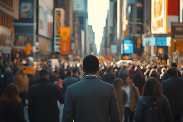 Fototapeta premium Blurred City Rush Hour Businessman in Crowded Street