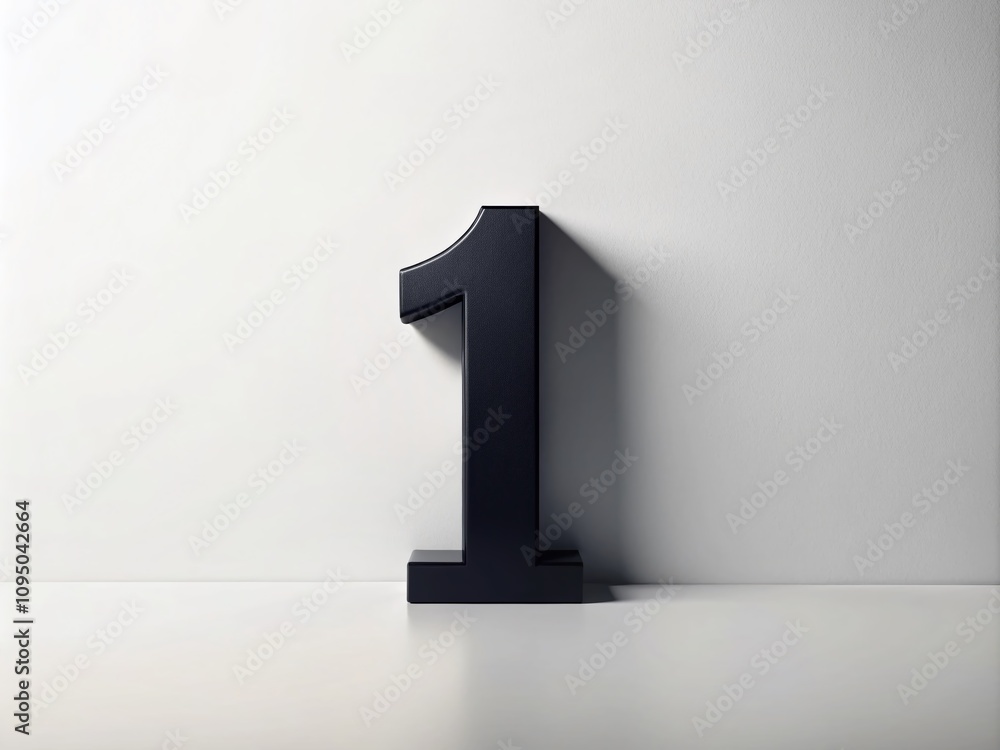 Poster minimalist black number 1 on a soft white background, emphasizing simplicity and elegance in design,