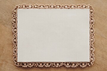 Beaded frame blank notecard. Elegant beige notecard;  perfect for messages, invitations, or crafting.  Symbolizes heartfelt communication.