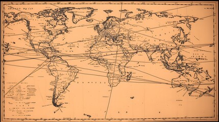Obraz premium A colonial-era map showing the global reach of colonial empires. 