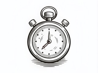 Obraz premium Minimalist Hand Drawn Stopwatch Doodle for Time Management and Productivity Concepts in Simple Black and White Design for Creative Projects and Illustrations