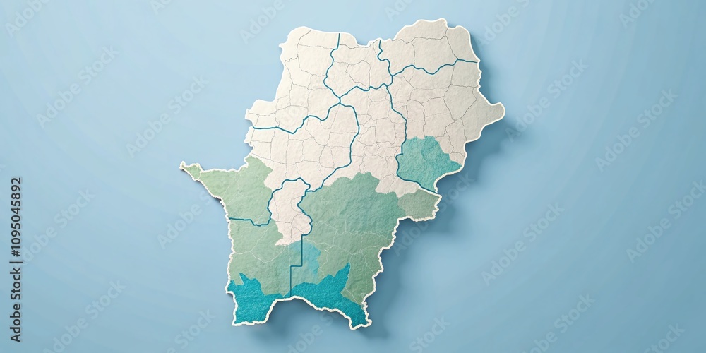 Poster minimalist map of congo: a distinctive representation of the democratic republic of the congo with g