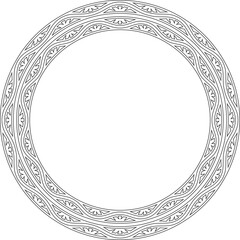 Vector black contour round national Indian ornament. Circle, ring, border, ethnic Hindu frame