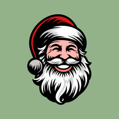 Cartoon smiling Santa Claus face with a beard 